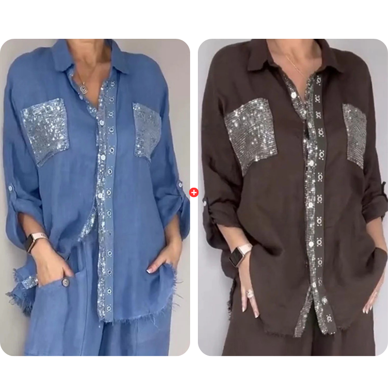 The Stella Set – A Sequin Top & Wide-Leg Pants Duo That Steals The Spotlight